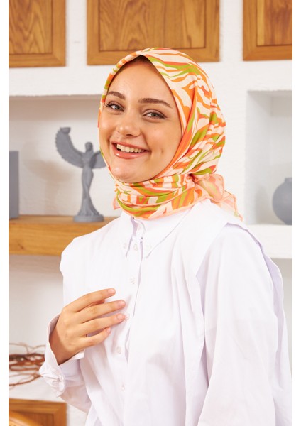 Nature Zebra Soft Eşarp Turuncu Sarı 1141-09