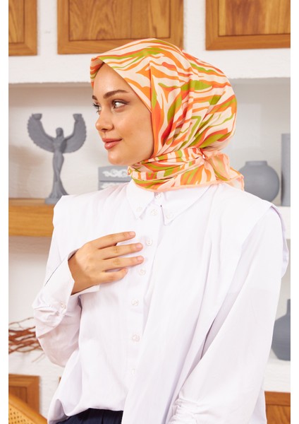Nature Zebra Soft Eşarp Turuncu Sarı 1141-09