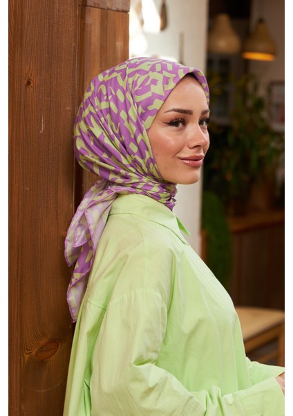 Colorday Mono Soft Eşarp Pembe Yeşil 1152-04