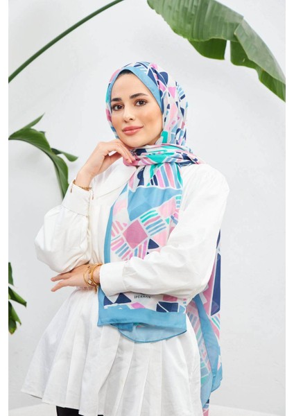 Geo Etnik Soft Şal Su Yeşili Mavi 3039-07