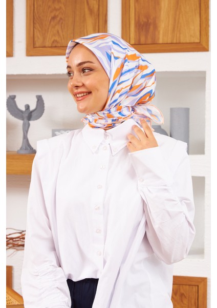 Nature Zebra Soft Eşarp Beyaz Turuncu 1141-11