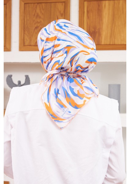 Nature Zebra Soft Eşarp Beyaz Turuncu 1141-11