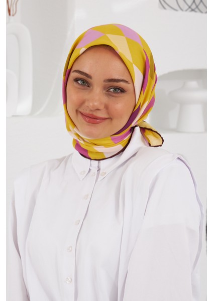 Relax Geometrik Ala Soft Eşarp Sarı 1139-01
