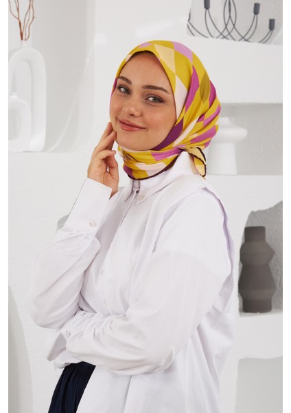 Relax Geometrik Ala Soft Eşarp Sarı 1139-01