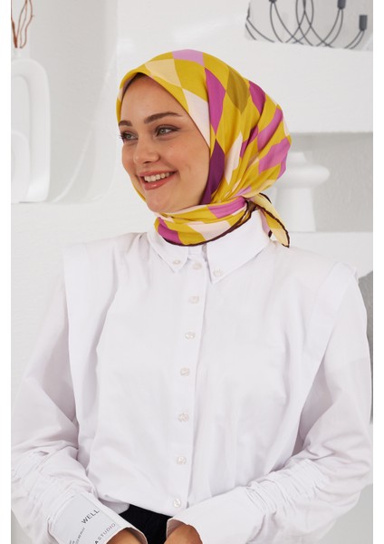 Relax Geometrik Ala Soft Eşarp Sarı 1139-01