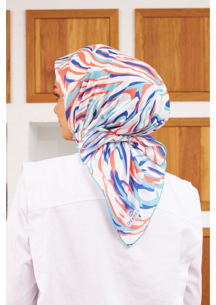 Nature Zebra Soft Eşarp Beyaz Lacivert 1141-16