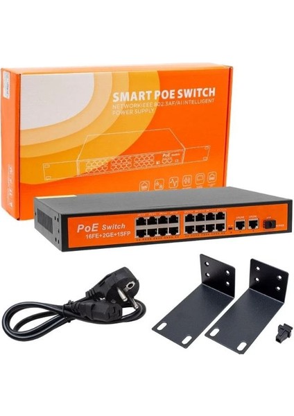 Powermaster POE16FE+2GE+1SFP 300W 10 100 1000 Mbps Gigabit Ethernet Switch Poe 16 Port