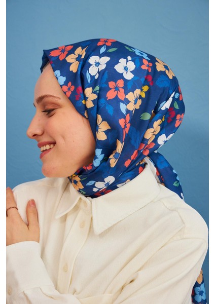 Amelia Desenli Pamuk Şal Parlament Mavi 3025-15 fiyatları