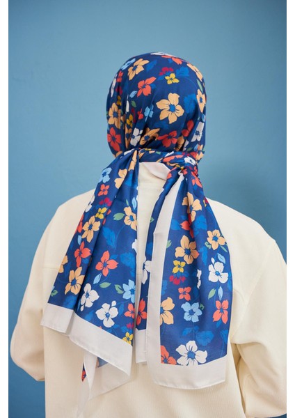 Amelia Desenli Pamuk Şal Parlament Mavi 3025-15 modelleri