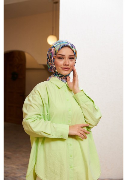 Geo Oval Soft Eşarp Pembe Lila 1158-03