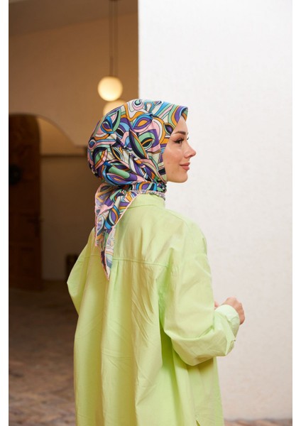 Geo Oval Soft Eşarp Pembe Lila 1158-03 fiyatları