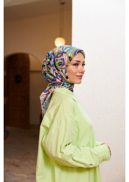 Geo Oval Soft Eşarp Pembe Lila 1158-03 modelleri