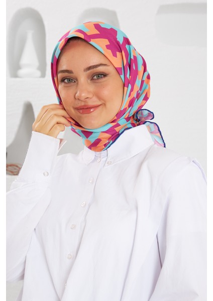 Relax Geometirk Venüs Soft Eşarp Turkuaz Kırmızı 1137-05 fiyatları