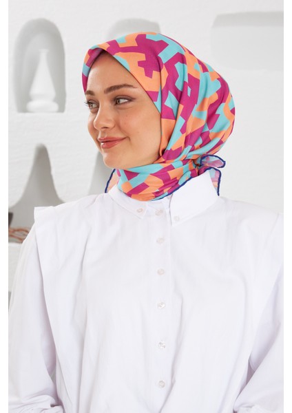 Relax Geometirk Venüs Soft Eşarp Turkuaz Kırmızı 1137-05 modelleri