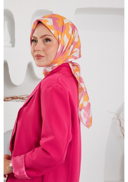Relax Geometirk Venüs Soft Eşarp Turuncu Pembe 1137-07