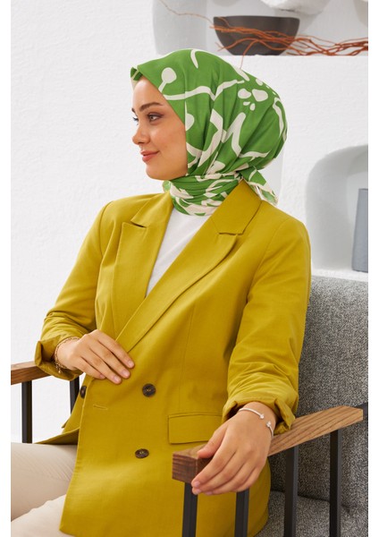 Relax Geometrik Line Soft Eşarp Zümrüt Yeşil 1145-16