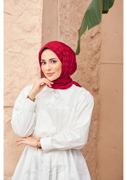 Dama Jakarlı Eşarp Bordo 9900-12