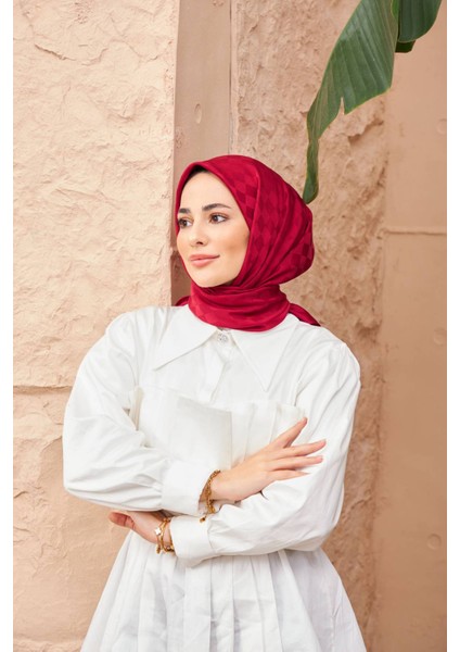 Dama Jakarlı Eşarp Bordo 9900-12