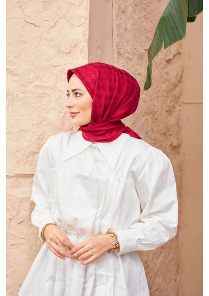 Dama Jakarlı Eşarp Bordo 9900-12
