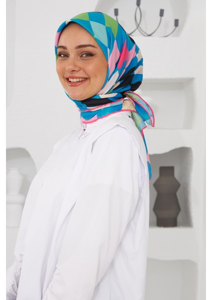 Relax Geometrik Ala Soft Eşarp Pembe 1139-04