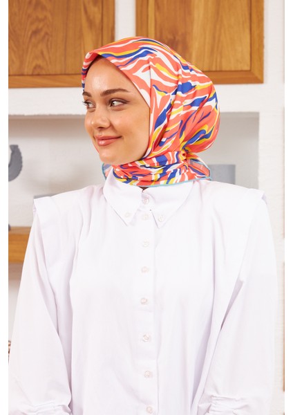 Nature Zebra Soft Eşarp Pembe Turuncu 1141-13