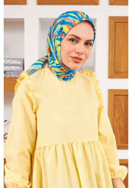 Nature Zebra Soft Eşarp Gök Mavi 1141-05