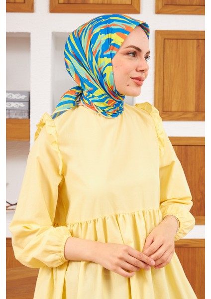 Nature Zebra Soft Eşarp Gök Mavi 1141-05