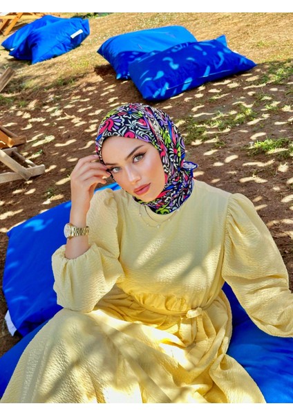 Nature Mina Soft Eşarp Mor Siyah 1146-15