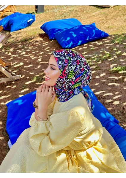 Nature Mina Soft Eşarp Mor Siyah 1146-15