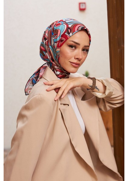 Geo Oval Soft Eşarp Kırmızı 1158-07