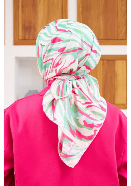 Nature Zebra Soft Eşarp Yeşil Koyu Pembe 1141-19
