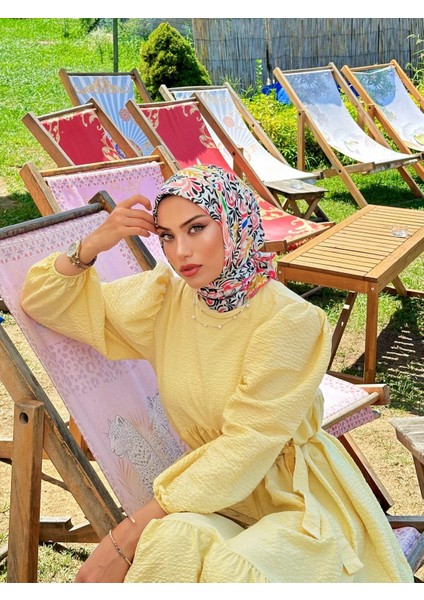 Nature Mina Soft Eşarp Beyaz Siyah 1146-11