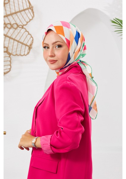 Relax Geometrik Ala Soft Eşarp Açık Yeşil 1139-12