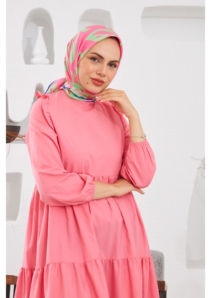 Relax Geometrik Line Soft Eşarp Pembe 1145-17