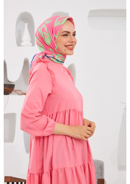 Relax Geometrik Line Soft Eşarp Pembe 1145-17