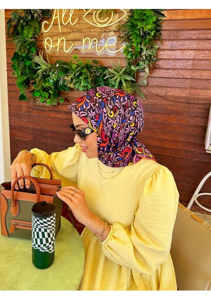 Nature Mina Soft Eşarp Siyah Menekşe 1146-09