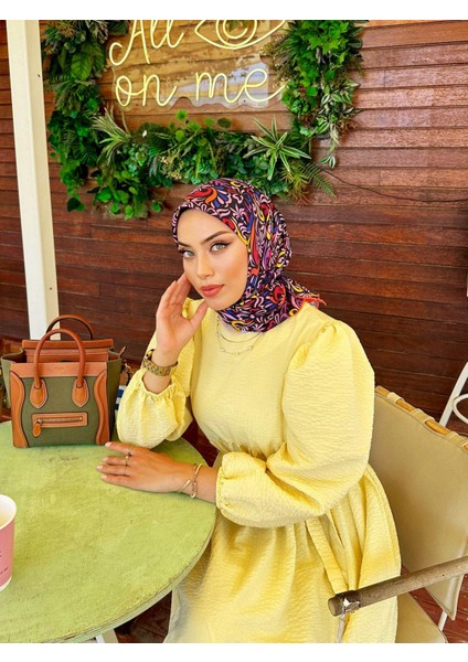 Nature Mina Soft Eşarp Siyah Menekşe 1146-09