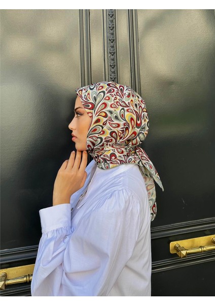 Relax Ebruli Soft Eşarp Su Yeşili Beyaz 1147-06