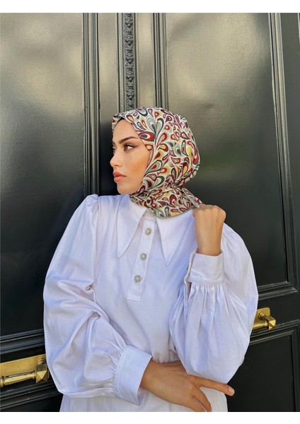 Relax Ebruli Soft Eşarp Su Yeşili Beyaz 1147-06