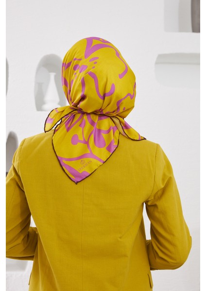Relax Geometrik Line Soft Eşarp Turuncu Sarı 1145-08