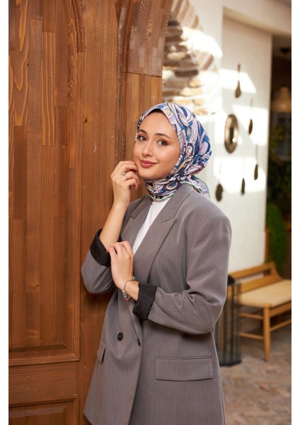 Geo Oval Soft Eşarp Mor Pudra 1158-14