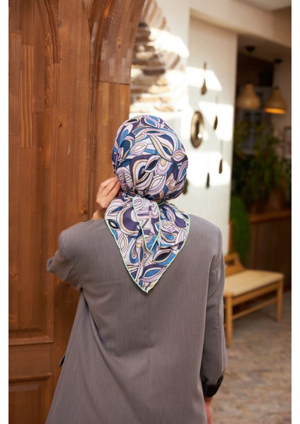 Geo Oval Soft Eşarp Mor Pudra 1158-14