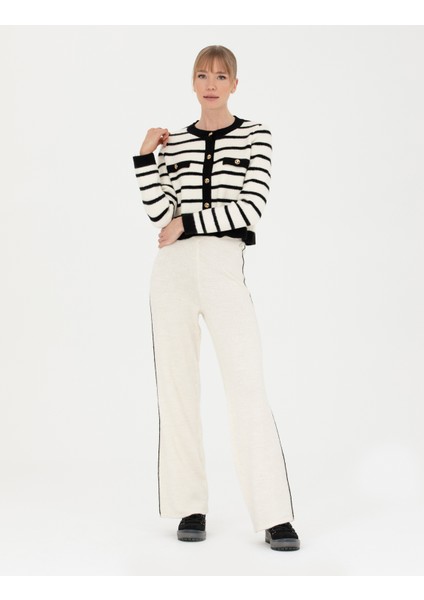 Kadın Ekru Loose Fit Triko Pantolon 50278173-VR019