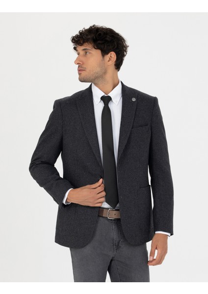 Erkek Antrasit Slim Fit Yün Karışımlı Ceket 50279478-VR006