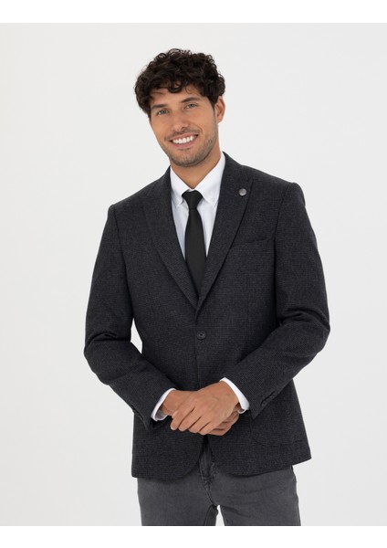 Erkek Antrasit Slim Fit Yün Karışımlı Ceket 50279478-VR006