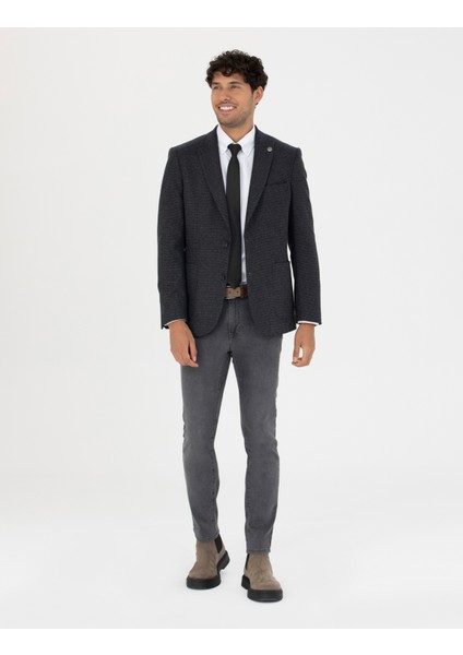 Erkek Antrasit Slim Fit Yün Karışımlı Ceket 50279478-VR006