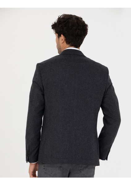 Erkek Antrasit Slim Fit Yün Karışımlı Ceket 50279478-VR006