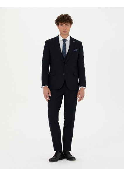 Pierre Cardin Erkek Yelekli Lacivert Ekstra Slim Fit Takım Elbise 50275911-VR033