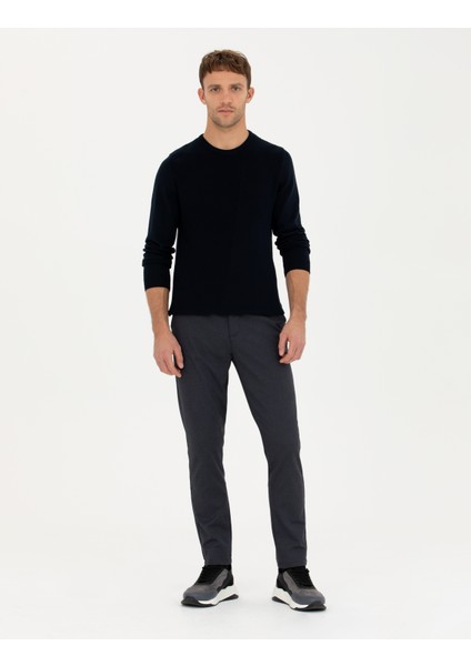 Erkek Lacivert Slim Fit Bisiklet Yaka Triko Kazak 50281823-VR033