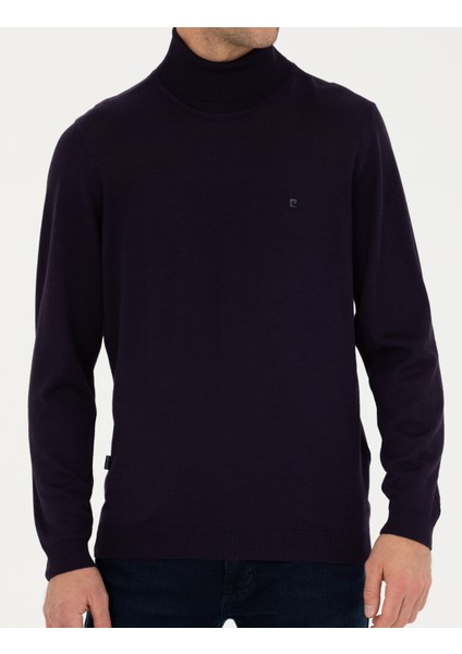 Erkek Mor Slim Fit Balıkçı Yaka Yün Karışımlı Basic Triko Kazak 50270052-VR038